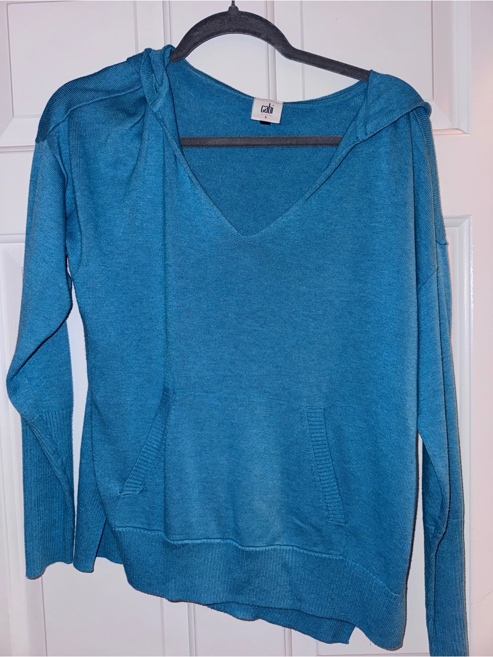 CAbi Blue Teal V-Neck Hoodie Sweater